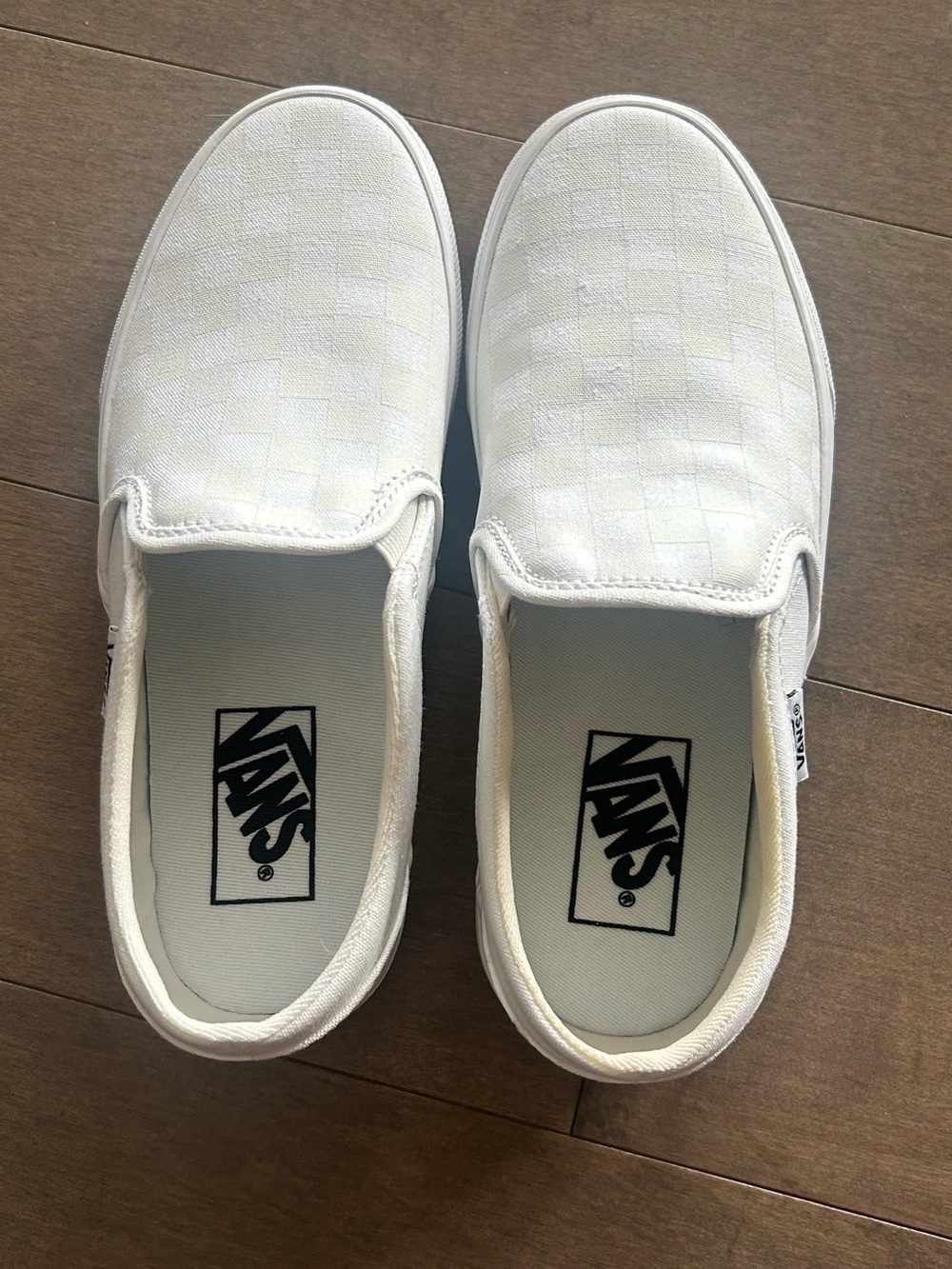 Vans Women's Slip-On Loafers in White Checkerboard
